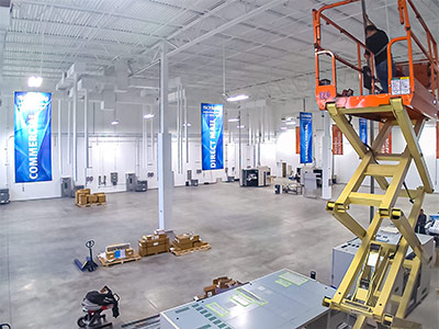 Birdseye view of the electrical installation to prepare for setting up the Truepress JetNX